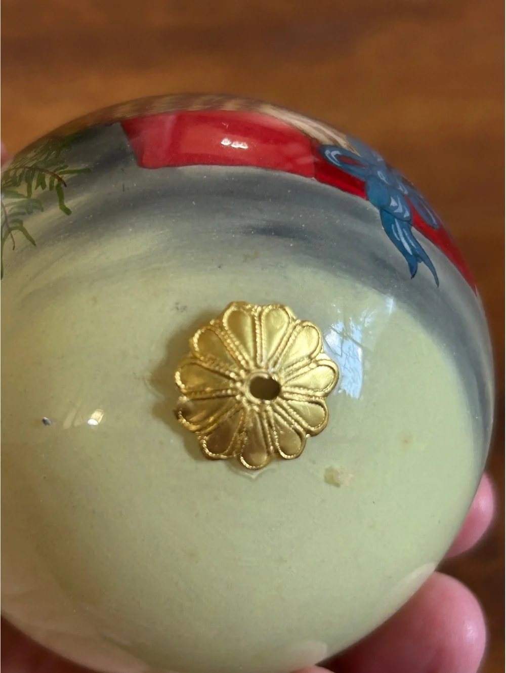 Hand-Painted Ceramic Christmas Ornament with Kitten Design